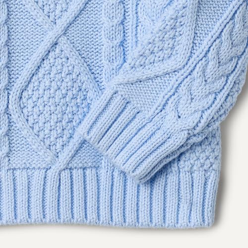 Amazon Essentials x Sofia Grainge Baby Boys' Cotton Cable Design Crewneck Sweater with Ribbing, Light Blue, 6-9 Months - image 4