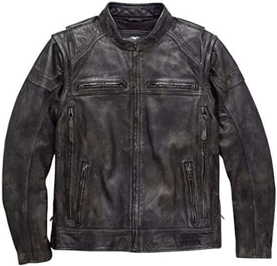 Men Real Cow Leather Motorcycle Jacket for Moto Biker Black (3XL) SB-123451