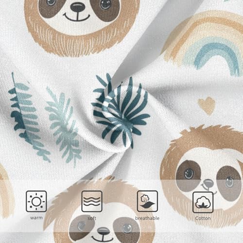 Wusikd Cute Sloth Heads Girls' Underwear Cotton Rainbow Girls Briefs Soft Toddler Underwear 2T3