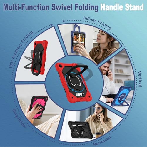 Image of WESOROL Case for Samsung Galaxy Tab A11 Plus Galaxy Tab A9 Plus 11 Inch,Shockproof Cover for Samsung Tablet A11+ /A9+ Case with Screen Protector 360 Rotating Stand Pencil Holder,Red Black