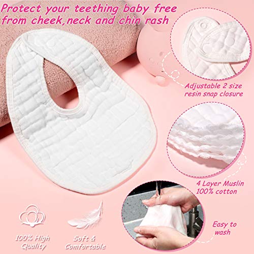 Tatuo 10 Pieces White Muslin Baby Bibs for Baby Boy Girl Cotton Drool Bibs Bulk Burping Cloth Adjustable Newborn Infant Bandana(White)3
