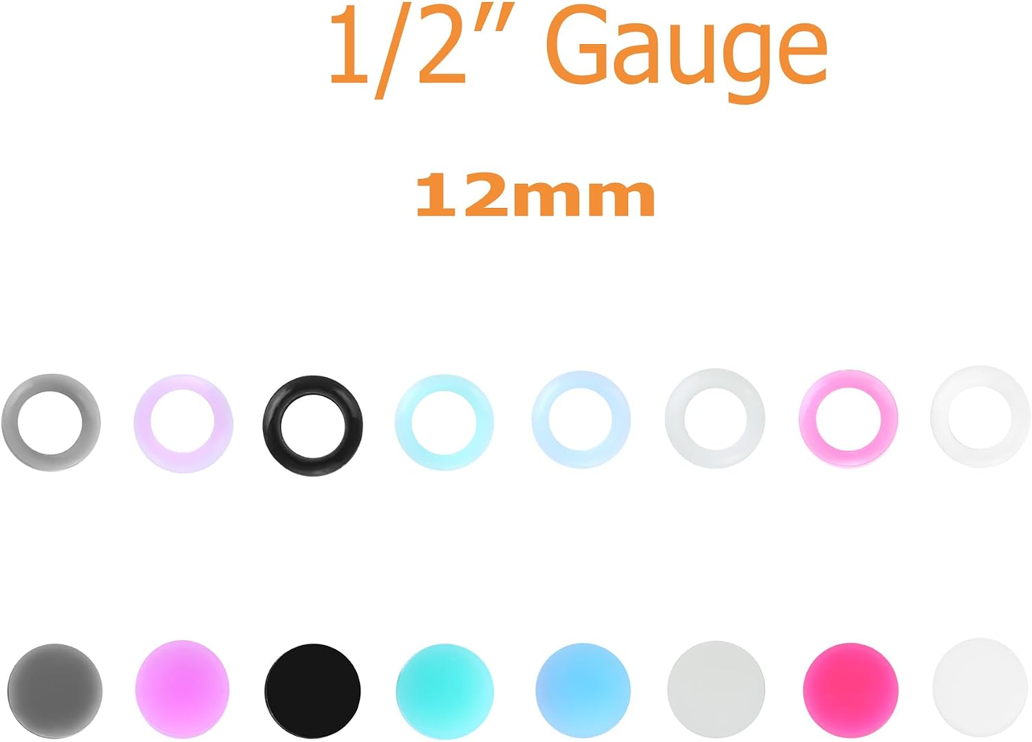 Juway Oveta Ear Gauges for Ear Silicone Ear Plugs Soft Flexible Silicone Gauge Saddle Silicone Ear Plugs and Tunnels 6mm-20mm(16 Pairs)