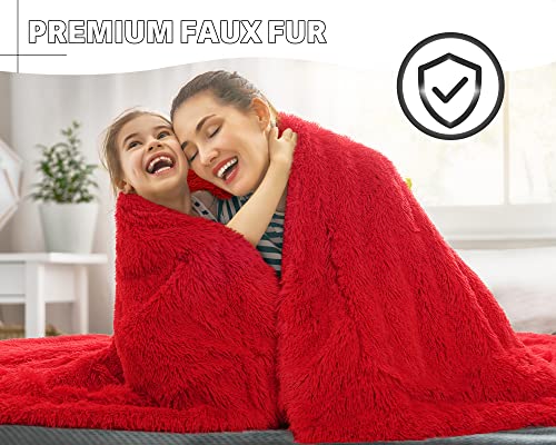 Benron Bright Red Throw Blankets 50"X60", Soft Sherpa Shaggy Blankets, Cozy Lightweight Fluffy Faux Fur Blankets For Bed Couch Sofa #TOP1