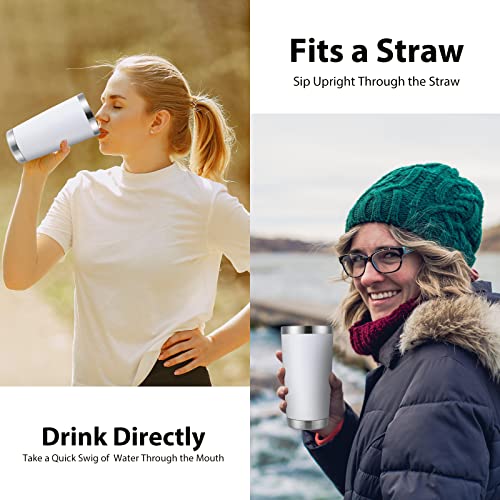 Domicare 20Oz Stainless Steel Tumbler Bulk With Lid, Double Wall Vacuum Insulated Travel Mug, Powder Coated Coffee Cup, Powder White, 12 Pack #TOP3