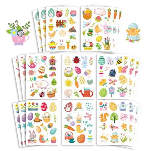 Easter Stickers for Kids, 24 Sheets Spring Stickers, Easter Theme Stickers Easter Egg Bunny Stickers for Easter Party Favor Supplies, Easter Treats...