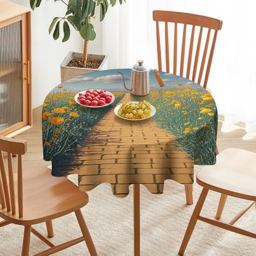 Nappe ronde coquelicots en polyester lavable pour table de Thanksgiving - 7