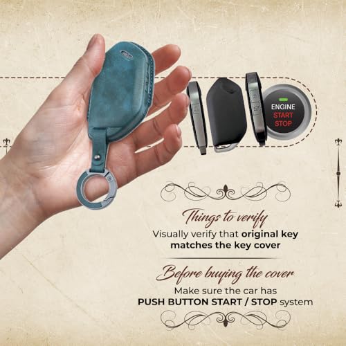 Image of keyzone dual leather key cover compatible for Kia Syros, EV6, EV9 smart key