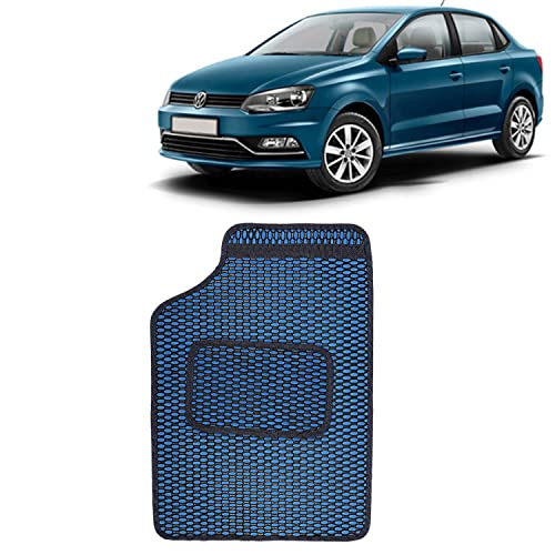 Image of Kingsway Dotted Design Car Floor Foot Mats Universal Fit for Volkswagen Ameo, Model Year : 2016 Onwards, Water and Dustproof, Color Blue, Set of 5 Pieces
