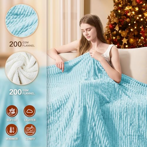 Image of Homemate Electric Heated Blanket Queen Size - 84 inchx90 inch Heating Blanket Queen Size Dual Control 1 /2 /4 /6 /8 Hours Auto-Off 10 Heat Level Over-Heat Protection Soft Flannel Sherpa ETL Certification