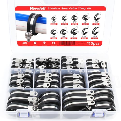 La mejor comparación de Abrazaderas de cables los más solicitados. 47 Newdeli - Juego de 110 Abrazaderas de Cable, 10 Tamaños: 1/4', 5/16', 3/8', 1/2', 5/8', 3/4', 1-1/4', 1-1/2', 1-3/4'