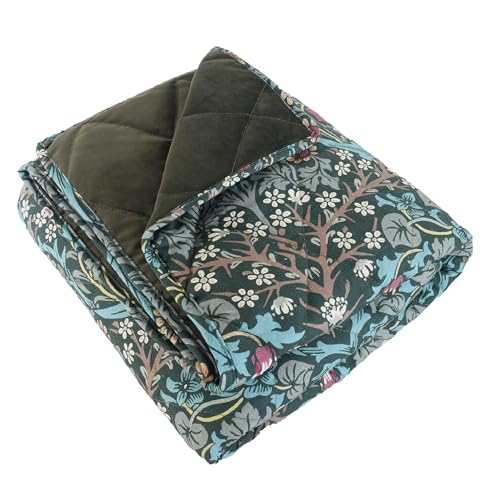 Image of Rosewood x Morris & Co. Blackthorn Pet Blanket for Dogs and Cats, 150 x 100 cm, Green, Dog Blanket/Throw with Soft Velvet Reverse, Easy-Care, Luxury William Morris Print