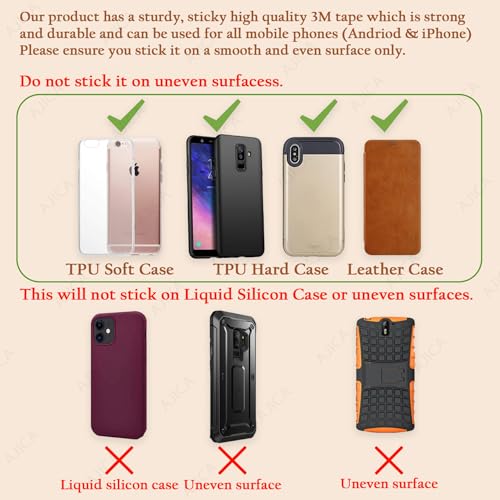 Image of U Shape Smart Phone Holder | Stand | Phone Holder for Hand & Mobile Back Holder | Great for Selfie & Works as iPhone Stand & Android Phone Stand (Black, 5 Pack)