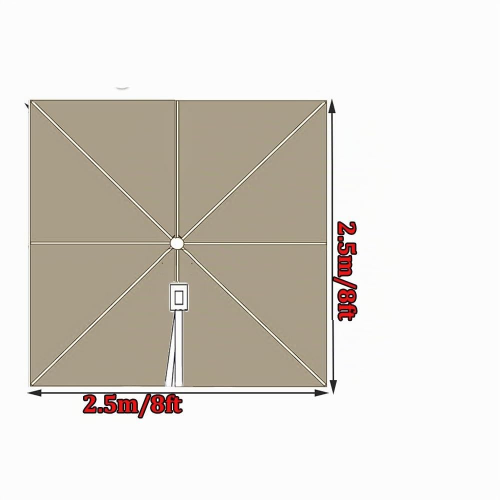 Parasol déporté carré à 8 baleines, toile de rechange for parasol de piscine, 2,4 x 2,4 m, toile de rechange anti-UV for parasol de jardin et terrasse(Gray,Single top 2.5m(8'))