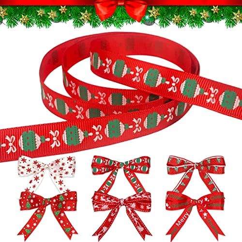 Party-Poter Christmas Ribbon Xmas Ribbons Christmas Ribbon for Crafts 6 Rolls Christmas Ribbon for Gift Wrapping Xmas Ribbon Red Christmas Wrapping Ribbon Christmas Ribbon