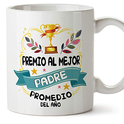MUGFFINS Taza Papá (Premio al mejor padre promedio) - Regalos Originales y Divertidos para el Día del Padre