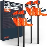 Presch Lot de Serre joints menuisier 300mm et 600mm 4 pcs - Serre joints rapide avec force de serrage 150kg et fonction d'écartement - Stabilité maximale grâce à l’acier carbone et à la fibre de verre