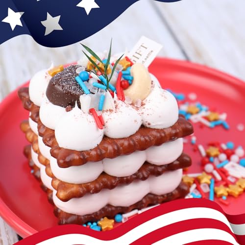 Image of Red White and Blue Sprinkles, Patriotic 4th of July Gold Star Sprinkles | Edible Pearls, Jimmies, Golden Stars, Coarse Sugar, For Baking, Cookie, Cupcake, Ice Cream Topping, Memorial Holiday Supplies