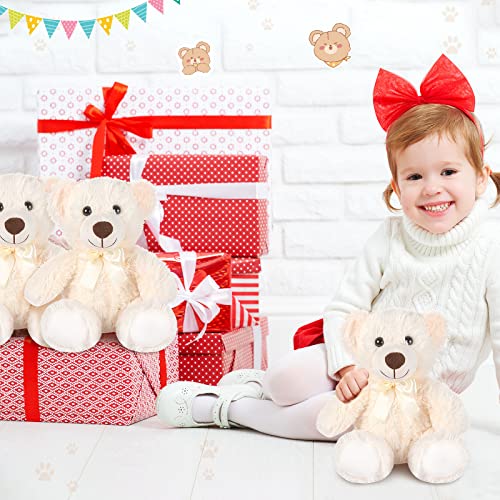 Zhanmai 12-Pack 14" White Plush Bears - Soft, Shaggy Stuffed Animals For Baby Shower, Gender Reveal, Birthday Gifts #TOP4
