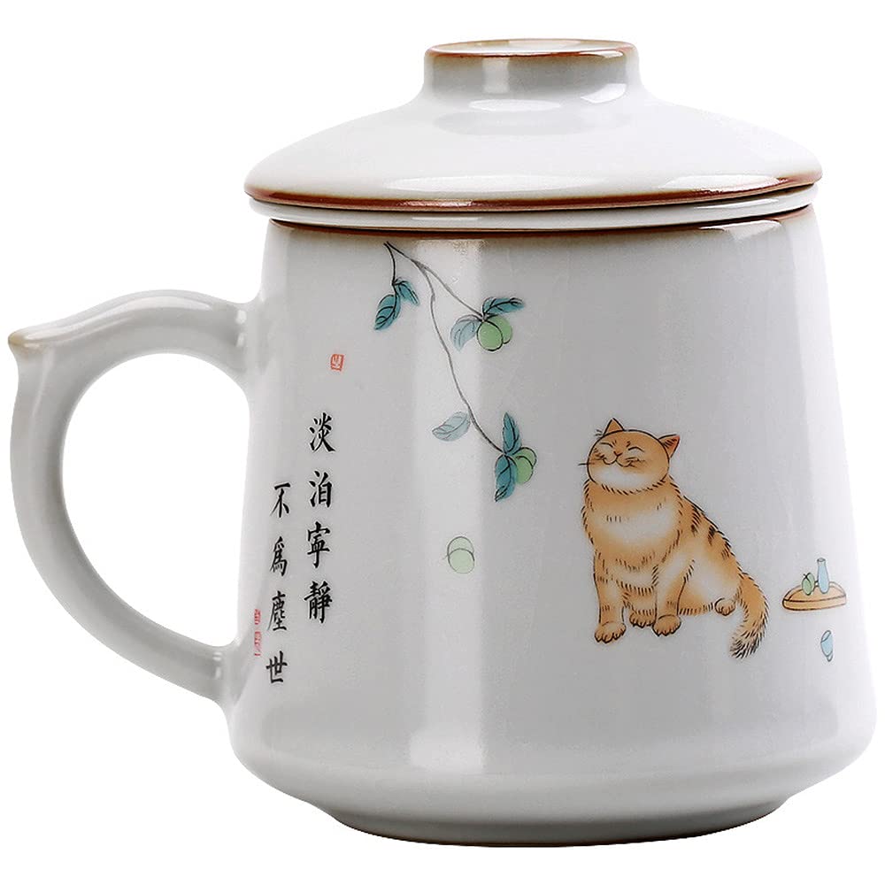 380 ml Ceramiczne Kubki do Herbaty Filtry Wzór Kota Filiżanka Do Kawy Chiński Kubek Do Herbaty Zestaw Do Herbaty