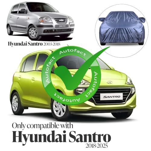 Image of Autofact Premium Car Cover for Santro 2018-2026 | All Weather Water-Resistant Full Body Car Cover | Light-Weight Triple-Stitched Outdoor Shield with UV Protection, Dustproof & Heat-Resistant