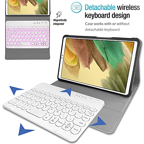 Real-Eagle Galaxy Tab A7 Lite 8.7 2021 Backlit Keyboard Case (Sm-T220/T225), 7 Color Backlights Detachable Wireless Keyboard Protective Case Cover For Samsung Galaxy Tab A7 Lite 8.7 Inch, Pink #TOP2