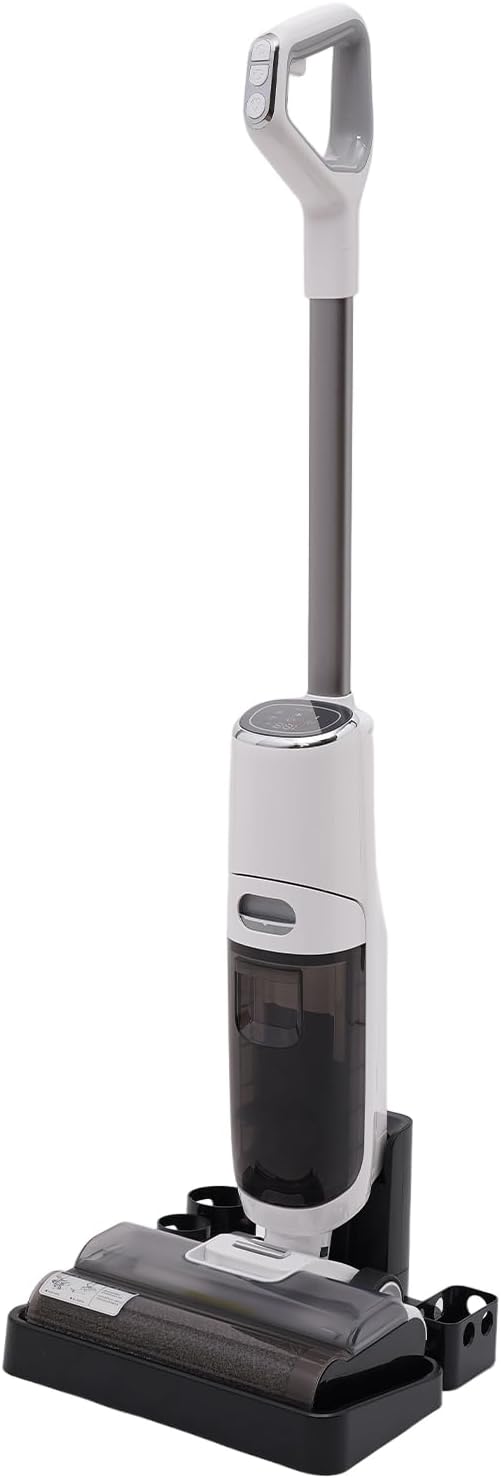 100-240V Smart Wet Dry Vacuum Cleaner, 250W Cordless Hardwood Floor Cleaner One-Step Cleaning Vacuum Mop Great 25,000Pa Suction Power with Visible Led Screen & Indicator Lights for Hard Floors