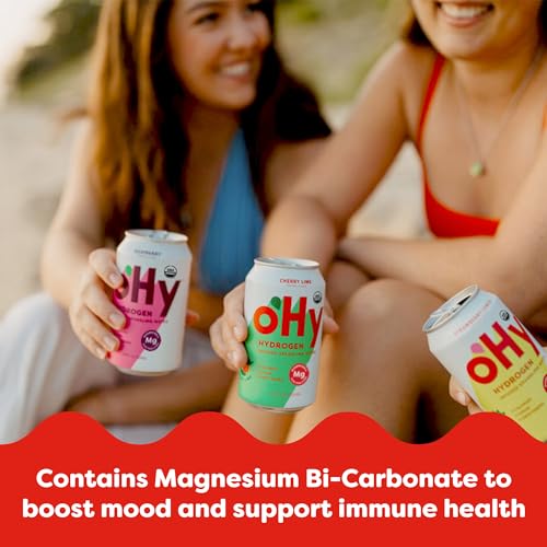 oHy Cherry Lime Sparkling Water, Hydrogen Infused, USDA Organic, Magnesium, Non-GMO, 12 fl oz (12 pk) - Image 6