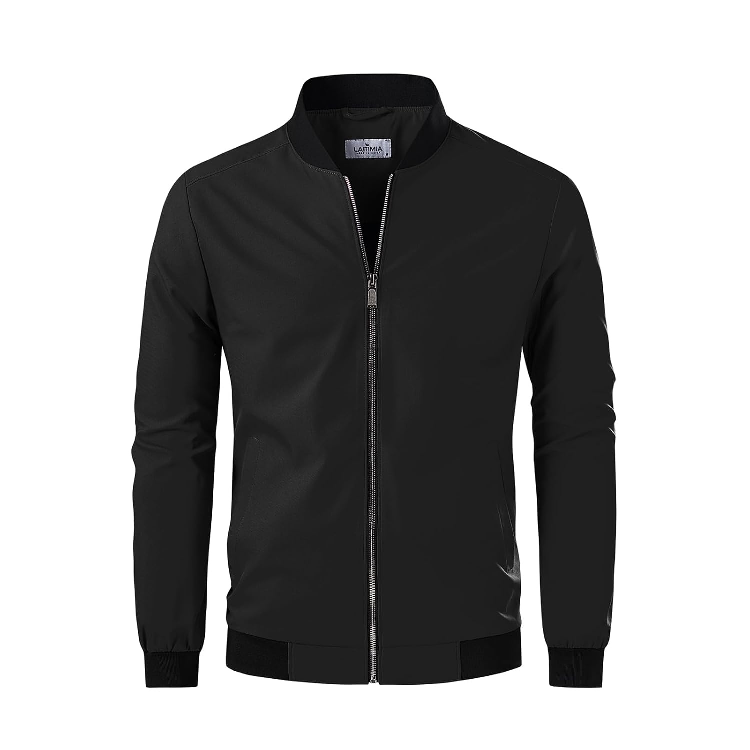 Mens Bomber Jacket Lightweight Casual Zip-Up V-Neck Windbreaker for Spring Fall Golf Coat with Pockets