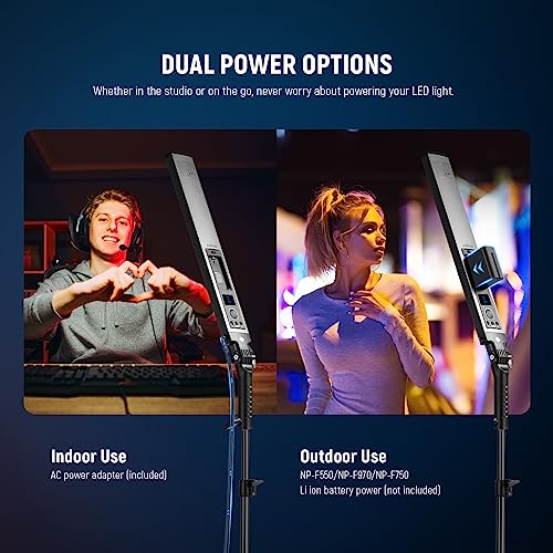 Image of NEEWER Upgraded LED Video Light Stick & 2.4G Remote Kit, 2 Pack Handheld Dimmable 3200K~5600K CRI97+ Video Lighting with Stands /Filters /Bag for YouTube Video Recording Photography Gaming, BH20B Black