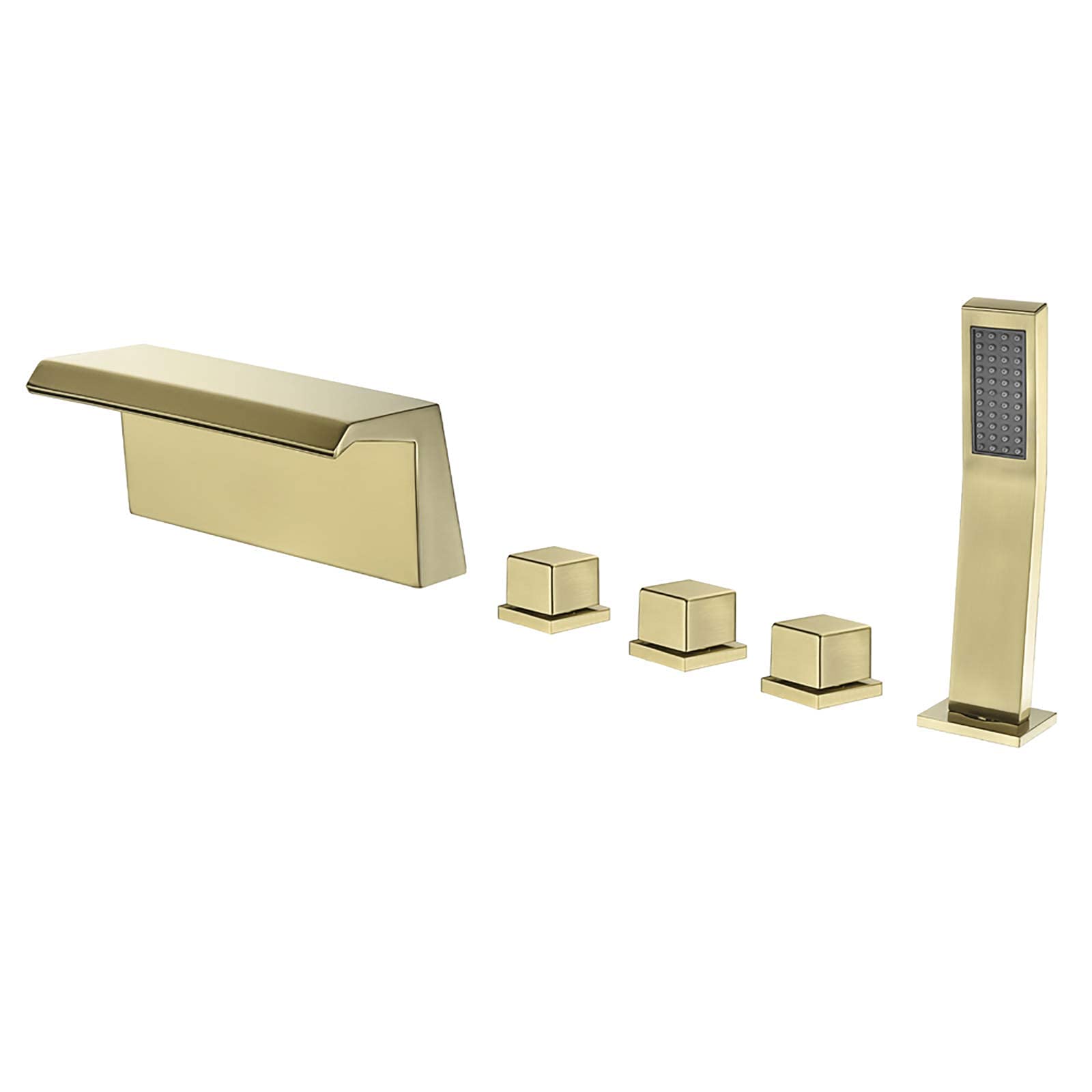Robinet de baignoire cascade en laiton chic avec douchette 1,5m pour terrasse de bain