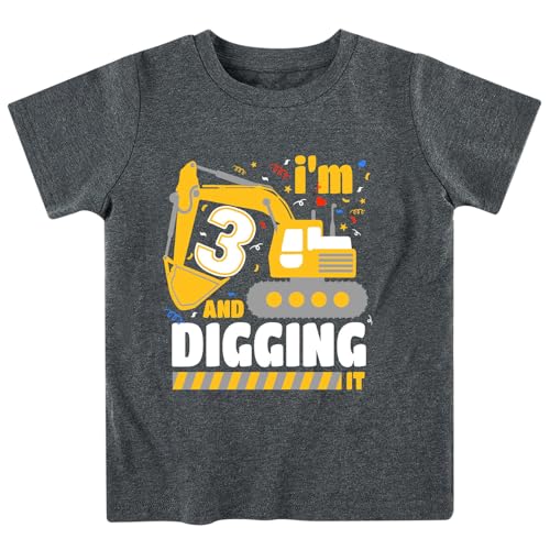 T-shirt anniversaire garçon pour fête thématique chantier 2-6 ans
