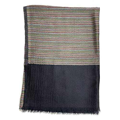 100% Pashmina Plain Scarf Light Weight Monotone with Hand Knotted