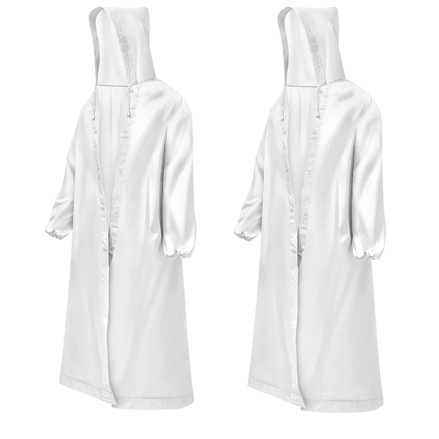 YEPREMAmzboen 2 Pcs Raincoat,Portable EVA Rain Coats Reusable Rain Poncho with Hood and Elastic Cuff Sleeves for Travel Camping Hiking