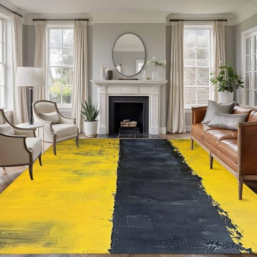 8x10 Area Rugs, Yellow Grey Non Slip Area Rugs for