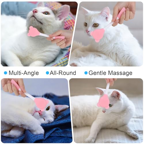 Image of 2Pcs Cat Acne Chin Treatment Silicone Cats Brush Cats Grooming Rubber Brush for Chins Acne & Blackhead Exfoliatio, Cat Chin Scabs(Pink, Blue-Green)
