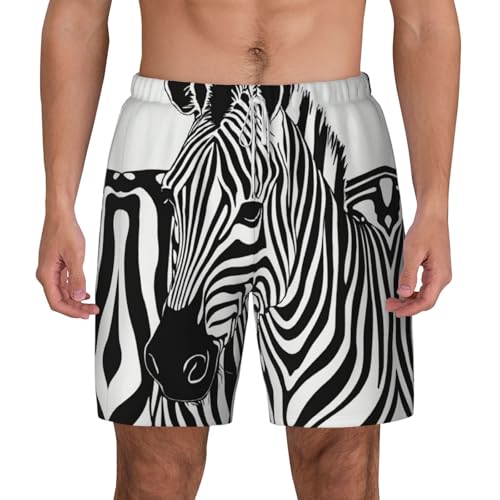 Short de bain homme séchage rapide anti-humidité : maillot zèbre de plage