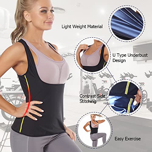 Lazawg Sweat Sauna Vest For Women Suit Tops Heat Trapping Shirt Workout Weight Loss Exercise Waist Trainer Body Shaper #TOP1