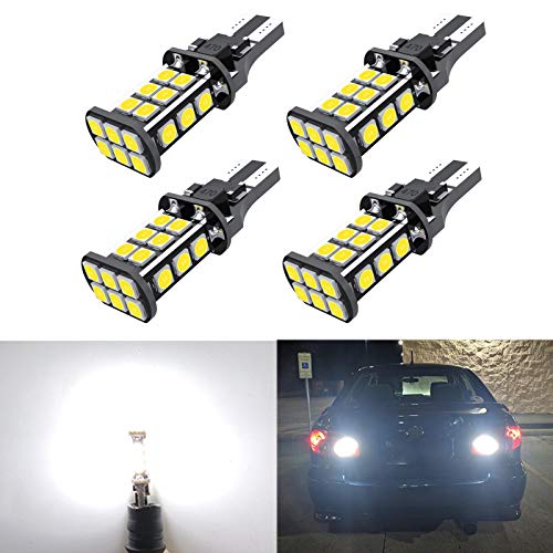 Upgrade T15 LED Bulb Extremely Bright 921LED Bulb, 1200 Lumen Error Free 921 912 T15 W16W LED Bulb 24-SMD 3030 Chips for Backup Reverse Lights, 6000K Xenon White (Pack of 4)