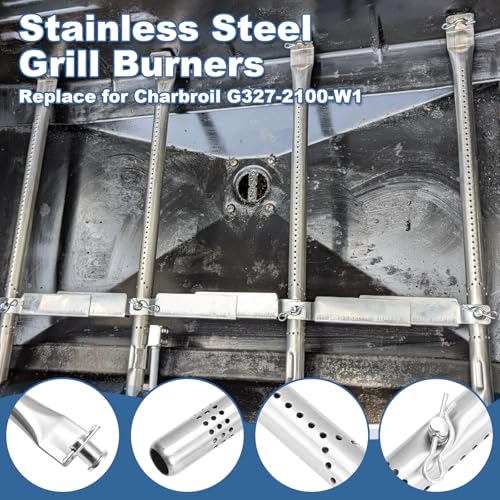 Image of Grill Replacement Parts for Charbroil Performance 4-Burner 463354021 463365021 463352521 463365522 463366022, 17 inch Cooking Grates, Heat Plates & Burners Tubes for Charbroil Gas Grill Repair Kit