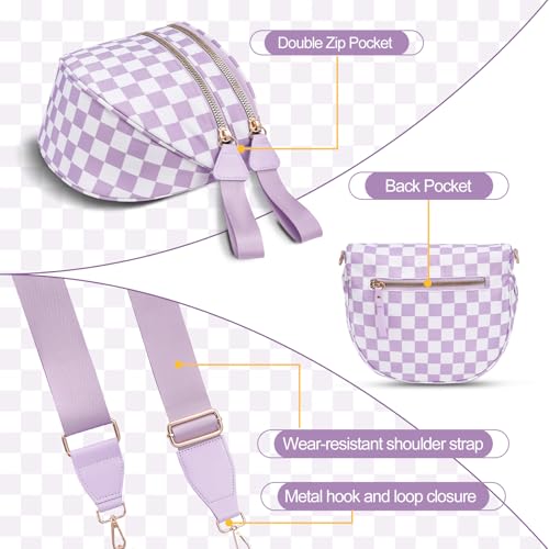 Image of Checkered Crossbody Bag, Bum Bags for Women Crossbody,Spacious Sling Bag Purse Fanny Packs with Shoulder Strap