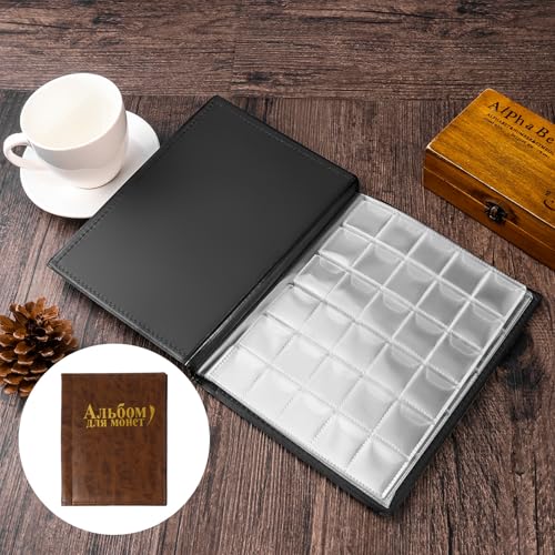 Álbum para monedas KICHOUSE en piel marrón con 250 bolsillos para coleccionistas 7