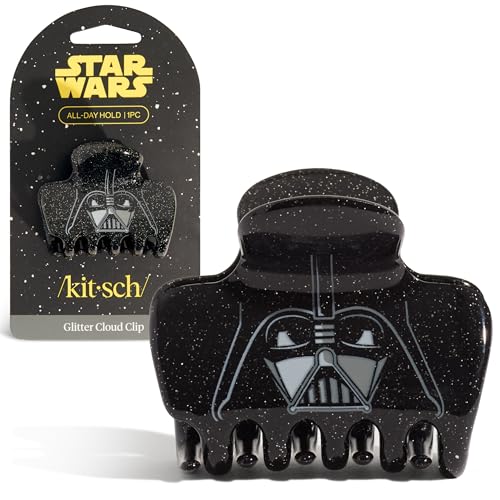 Kitsch x Star Wars Darth Vader Glitter Medium Hair Clip for Women Dark Side Galaxy-Inspired Claw Clip | Recycled Plastic Strong Secure Grip | Ideal Gifts for Women Hair Accessories for Girls
