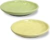 Fhiny 2PCS Cat Food Bowl,6 Ceramic Cat Dishes with Silicone Bottom Shallow Whisker Fatigue Kitten Texture Plates Set for Indoor Cats Non-Slip Wide Kitten Whisker Friendly Bowls, Beige & Green