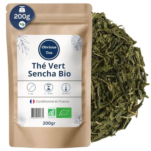 Thé Vert Sencha de Chine Bio - Thé Vegan en Vrac, 100% Naturel, Sans OGM - Agriculture Biologique...