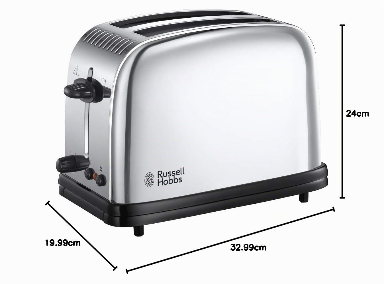Russell Hobbs Tostapane Victory 2 Fette, Toast e Panini Farciti, Funzioni Riscalda e Scongela, Lift & Look, Regolazione Doratura, Acciaio Inossidabile – 23311-56