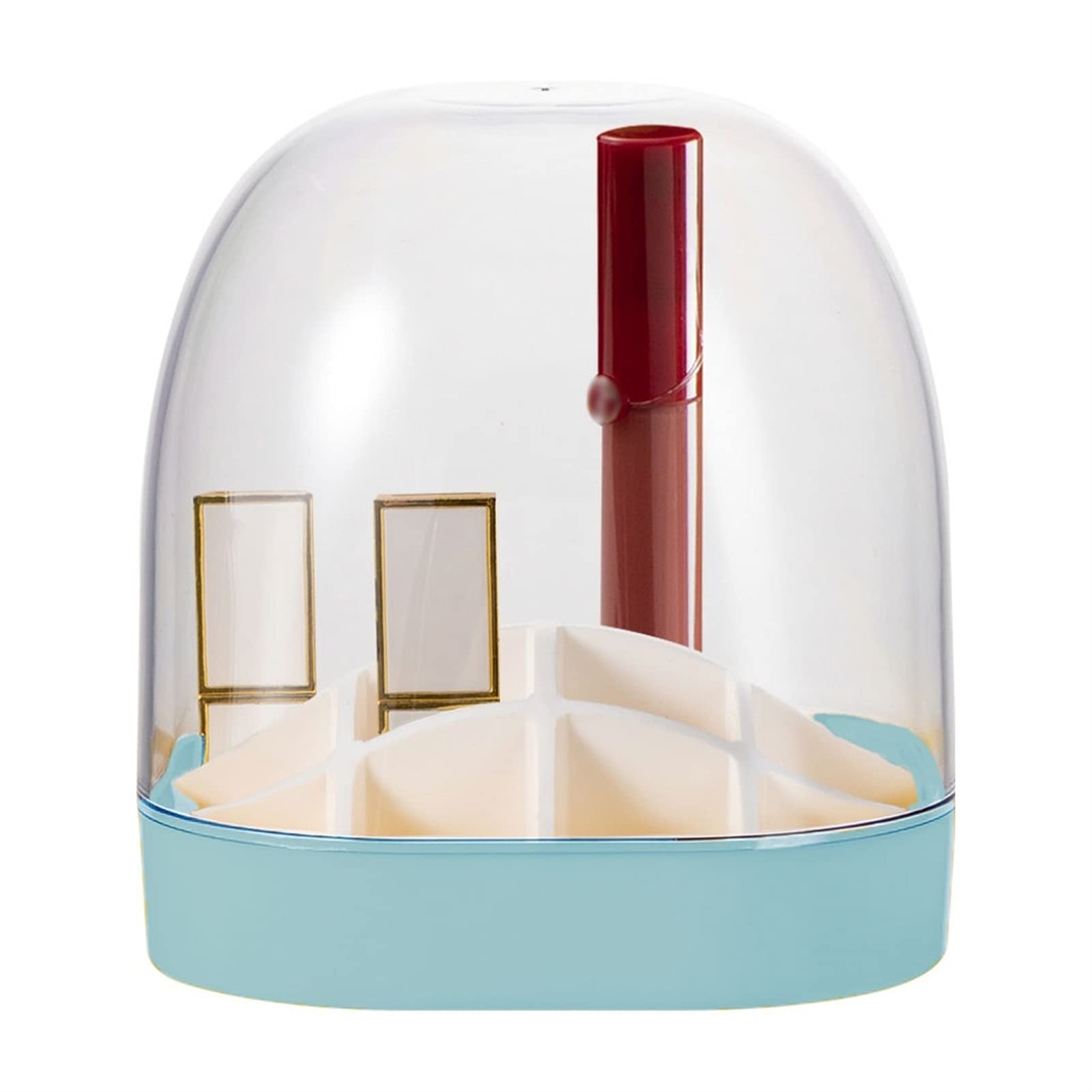 HDBCYUAZ Lipstick Storage Box Desktop Multi layer Lattice Rack Finishing Display Transparent Dressing Table With Lid(B)