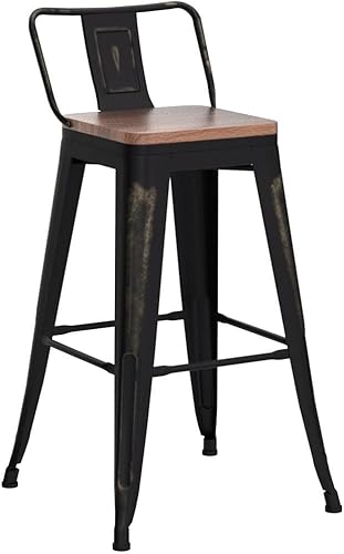 Miniatura 5 de Alunaune Juego de 4 taburetes de bar giratorios de metal de 26 pulgadas, taburetes de bar de altura de mostrador, sillas de bar industriales con