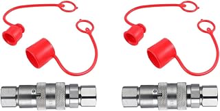 TEHAUX 4 pcs Hydraulic and Connect Steel Quick Connector Coupler High Excavator Pipe Fitting Disconnect Couplers Mechanical Carbon Ball with Male Tractor for Coupling Pressure