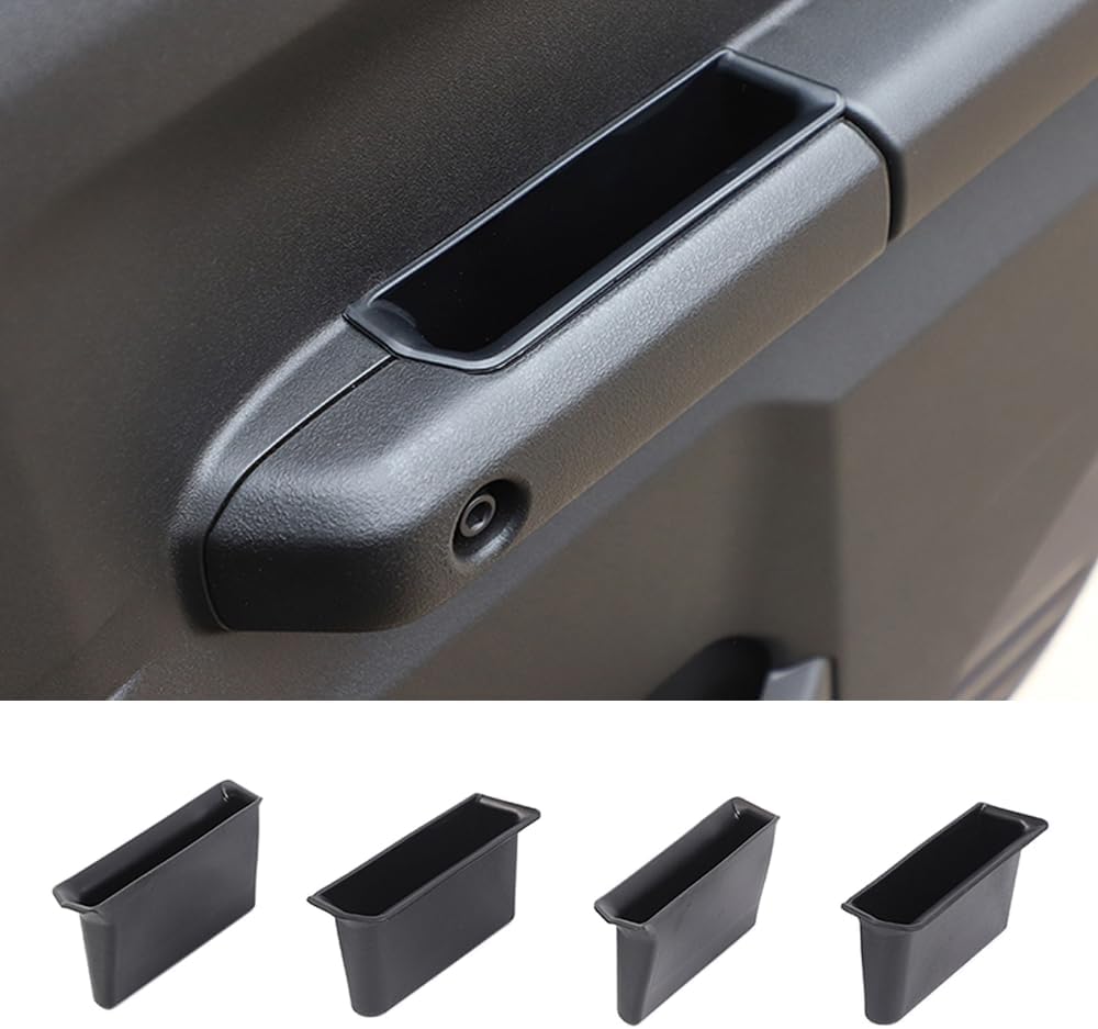 Door Organizer Storage Tray Compatible with Suzuki Jimny 2019-2024 Grab Handle Tray Armrest Storage Box Pocket Phone Container (Black, 4pcs)