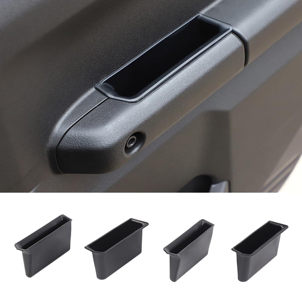 Door Organizer Storage Tray Compatible with Suzuki Jimny 2019-2024 Grab Handle Tray Armrest Storage Box Pocket Phone Container (Black, 4pcs)